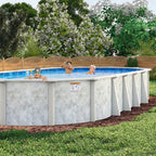 12' x 24' x 52" Oval Lomart 6"Steel Frame Grey Mist Pool & Package