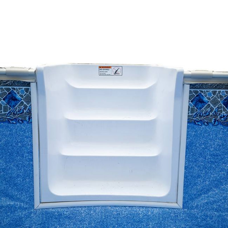 18' x 33' Oval 8" Premium Resin Frame Saltwater Friendly Semi Inground Silver Interlude Pool with In-Step & Package | 52" or 54"