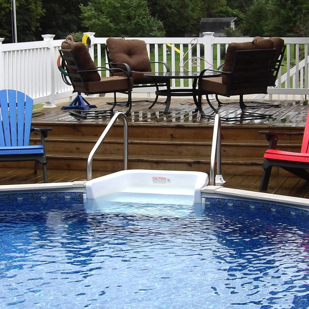 27' x 52" Round Lomart Semi Inground Whispering Wind III Pool with In-Step & Package