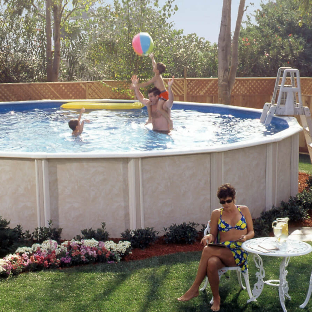 8' x 52" Round Lomart Semi Inground Whispering Wind III Pool & Package