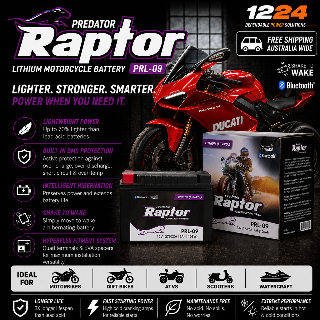 Predator Raptor PRL-09 Lithium (LiFePO4) Motorcycle & Powersport Battery