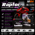 Predator Raptor PRL-09 Lithium (LiFePO4) Motorcycle & Powersport Battery