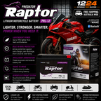 Predator Raptor PRL-12 Lithium (LiFePO4) Motorcycle & Powersport Battery