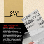 Premium 220 Grit PSA Gold Longboard Sandpaper, 2-3/4" Wide Continuous 12 Yard Roll - Self Adhesive Stickyback