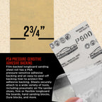 Premium 600 Grit PSA Gold Longboard Sandpaper, 2-3/4" Wide Continuous 12 Yard Roll - Self Adhesive Stickyback