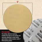 Premium 400 Grit 5" PSA Gold Sanding Discs, Box of 100 - Self Adhesive Stickyback Abrasive Sandpaper for DA & Random Orbital Sanders