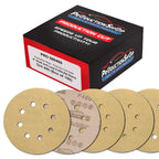 Premium 400 Grit 5" Gold Sanding Discs, 8-Hole Pattern, Box of 100 - Dustless Hook & Loop Backing Sandpaper for DA & Random Orbital Sanders