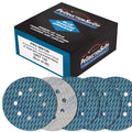 Premium 120 Grit 5" Rhombus Diamond Shape Blue Sanding Discs, 8-Hole, Box of 50 - Hook & Loop Anti-Clogging J-Cloth Dustless Sandpaper for Random Orbital Sanders