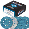 Premium 320 Grit 5" Rhombus Diamond Shape Blue Sanding Discs, 8-Hole, Box of 50 - Hook & Loop Anti-Clogging J-Cloth Dustless Sandpaper for Random Orbital Sanders
