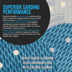 Premium 60 Grit 6" Rhombus Diamond Shape Blue Sanding Discs, 6-Hole, Box of 50 - Hook & Loop Anti-Clogging J-Cloth Dustless Sandpaper for Random Orbital Sanders