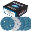 Premium 80 Grit 6" Rhombus Diamond Shape Blue Sanding Discs, 6-Hole, Box of 50 - Hook & Loop Anti-Clogging J-Cloth Dustless Sandpaper for Random Orbital Sanders
