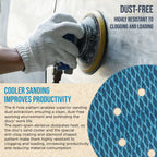 Premium 80 Grit 6" Rhombus Diamond Shape Blue Sanding Discs, 6-Hole, Box of 50 - Hook & Loop Anti-Clogging J-Cloth Dustless Sandpaper for Random Orbital Sanders