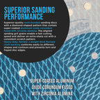 Premium 120 Grit 6" Rhombus Diamond Shape Blue Sanding Discs, 6-Hole, Box of 50 - Hook & Loop Anti-Clogging J-Cloth Dustless Sandpaper for Random Orbital Sanders
