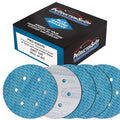 Premium 320 Grit 6" Rhombus Diamond Shape Blue Sanding Discs, 6-Hole, Box of 50 - Hook & Loop Anti-Clogging J-Cloth Dustless Sandpaper for Random Orbital Sanders