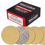 Premium 120 Grit 6" Gold Sanding Discs, Box of 100 - Hook & Loop Backing Abrasive Sandpaper for DA & Random Orbital Sanders