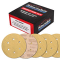 Premium 100 Grit 6" Gold Sanding Discs, 6-Hole Pattern, Box of 100 - Dustless Hook & Loop Backing Sandpaper for DA & Random Orbital Sanders