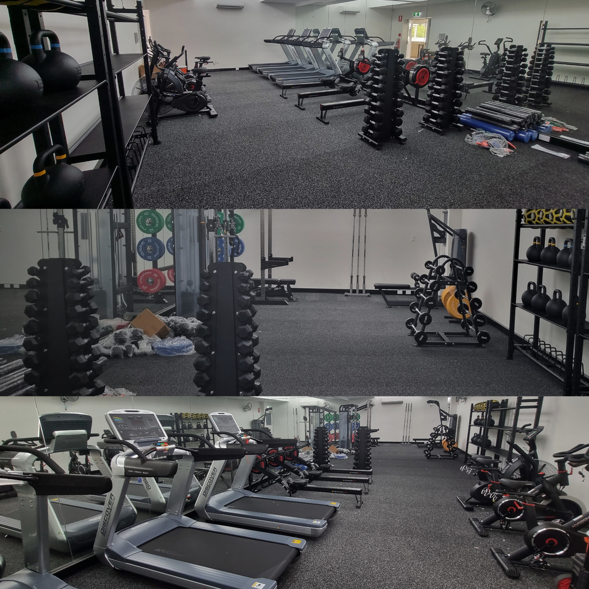 Commercial Premium Rubber Gym Flooring -  Black/Blue Flecks 1m x 1m x 15mm