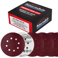 Premium 5" Red 8-Hole Pattern 320 Grit Sanding Discs, Box of 50 - Dustless Hook & Loop Backing Sandpaper for Random Orbital Sanders, Extra-Fine-Cut Abrasive