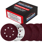 Premium 5" Red 8-Hole Pattern 80 Grit Sanding Discs, Box of 50 - Dustless Hook & Loop Backing Sandpaper for Random Orbital Sanders, Medium-Coarse-Cut Abrasive