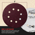 5" Red 8-Hole Pattern Sanding Discs, 100 Disc Variety Pack, Grits 40, 60, 80, 100, 150, 180, 220, 320, 400, 600, 800 - Hook & Loop Sandpaper for Random Orbital Sanders
