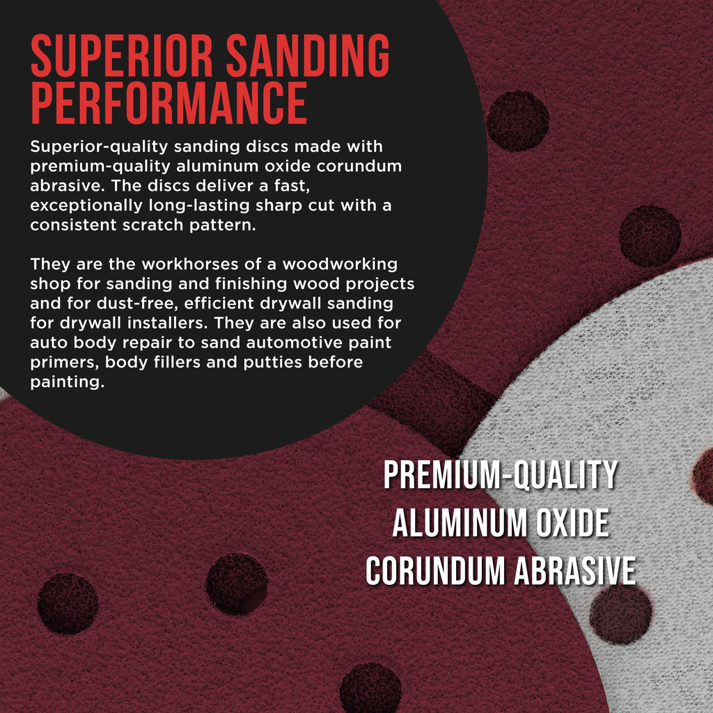 5" Red 8-Hole Pattern Sanding Discs, 100 Disc Variety Pack, Grits 40, 60, 80, 100, 150, 180, 220, 320, 400, 600, 800 - Hook & Loop Sandpaper for Random Orbital Sanders