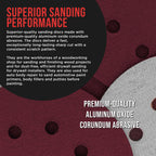 5" Red 8-Hole Pattern Sanding Discs, 100 Disc Variety Pack, Grits 40, 60, 80, 100, 150, 180, 220, 320, 400, 600, 800 - Hook & Loop Sandpaper for Random Orbital Sanders