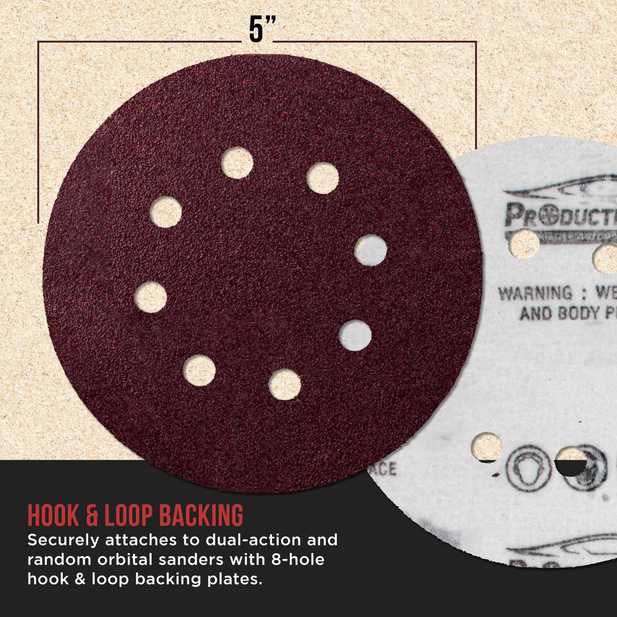 5" Red 8-Hole Pattern Sanding Discs, 50 Disc Variety Pack, Grits 80, 100, 120, 150, 180, 220, 320, 400, 600, 800 - Hook & Loop Sandpaper for Random Orbital Sanders