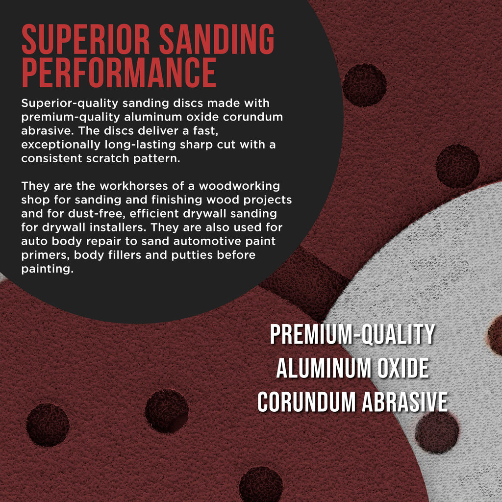 5" Red 8-Hole Pattern Sanding Discs, 50 Disc Variety Pack, Grits 80, 100, 120, 150, 180, 220, 320, 400, 600, 800 - Hook & Loop Sandpaper for Random Orbital Sanders