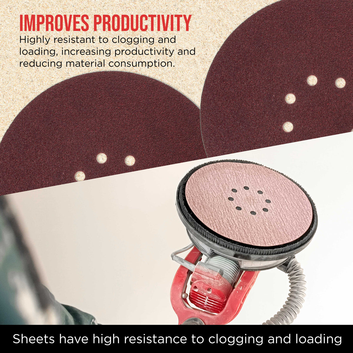 Premium 9" Red 8-Hole Pattern 80 Grit Sanding Discs, Box of 20 - Dustless Hook & Loop Backing Sandpaper for Drywall Power Sanders, Coarse-Cut Abrasive