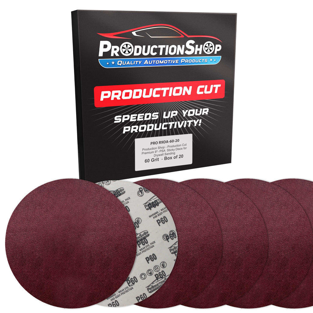 Premium 9" PSA Red 60 Grit Sanding Discs, Box of 20 - Self Adhesive Stickyback Sandpaper for Drywall Power Sanders, Coarse-Cut Abrasive