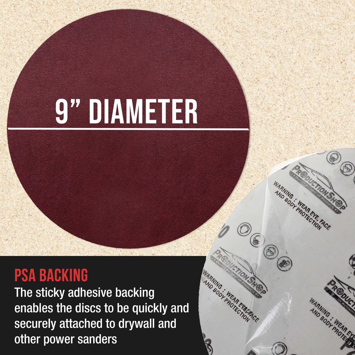 Premium 9" PSA Red 80 Grit Sanding Discs, Box of 20 - Self Adhesive Stickyback Sandpaper for Drywall Power Sanders, Coarse-Cut Abrasive
