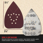 Premium 100 Grit 12-Hole Pattern Mouse Detail Sander Sandpaper Sheets, Box of 45 - Dustless Hook & Loop Triangle Shaped Mouse Disc Pads