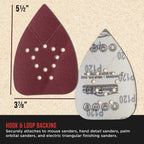 Premium 120 Grit 12-Hole Pattern Mouse Detail Sander Sandpaper Sheets, Box of 45 - Dustless Hook & Loop Triangle Shaped Mouse Disc Pads