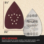 Premium 220 Grit 12-Hole Pattern Mouse Detail Sander Sandpaper Sheets, Box of 45 - Dustless Hook & Loop Triangle Shaped Mouse Disc Pads