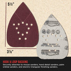 Premium 60 Grit 12-Hole Pattern Mouse Detail Sander Sandpaper Sheets, Box of 30 - Dustless Hook & Loop Triangle Shaped Mouse Disc Pads