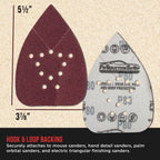 Premium 80 Grit 12-Hole Pattern Mouse Detail Sander Sandpaper Sheets, Box of 45 - Dustless Hook & Loop Triangle Shaped Mouse Disc Pads