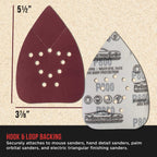Premium 800 Grit 12-Hole Pattern Mouse Detail Sander Sandpaper Sheets, Box of 45 - Dustless Hook & Loop Triangle Shaped Mouse Disc Pads