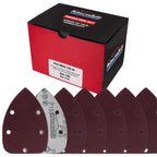 Premium 100 Grit 5-Hole Pattern Mouse Detail Sander Sandpaper Sheets, Box of 45 - Dustless Hook & Loop Triangle Shaped Mouse Disc Pads