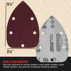 Premium 120 Grit 5-Hole Pattern Mouse Detail Sander Sandpaper Sheets, Box of 45 - Dustless Hook & Loop Triangle Shaped Mouse Disc Pads