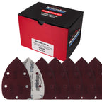 Premium 180 Grit 5-Hole Pattern Mouse Detail Sander Sandpaper Sheets, Box of 45 - Dustless Hook & Loop Triangle Shaped Mouse Disc Pads