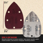 Premium 320 Grit 5-Hole Pattern Mouse Detail Sander Sandpaper Sheets, Box of 45 - Dustless Hook & Loop Triangle Shaped Mouse Disc Pads
