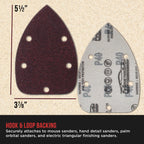 Premium 40 Grit 5-Hole Pattern Mouse Detail Sander Sandpaper Sheets, Box of 30 - Dustless Hook & Loop Triangle Shaped Mouse Disc Pads