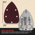 Premium 400 Grit 5-Hole Pattern Mouse Detail Sander Sandpaper Sheets, Box of 45 - Dustless Hook & Loop Triangle Shaped Mouse Disc Pads