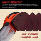 Premium 600 Grit 5-Hole Pattern Mouse Detail Sander Sandpaper Sheets, Box of 45 - Dustless Hook & Loop Triangle Shaped Mouse Disc Pads
