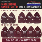 Premium 5-Hole Pattern Mouse Detail Sander Sandpaper Sheets, 100 Disc Variety Pack, Grits 40, 60, 80, 100, 150, 180, 220, 320, 400, 600, 800 - Hook & Loop Disc