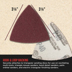 Premium 100 Grit Triangle Mouse Detail Sander Sandpaper Sheets, Box of 45 - Hook & Loop, Triangular Shaped Mouse Disc Pads - Oscillating Multi-Tools