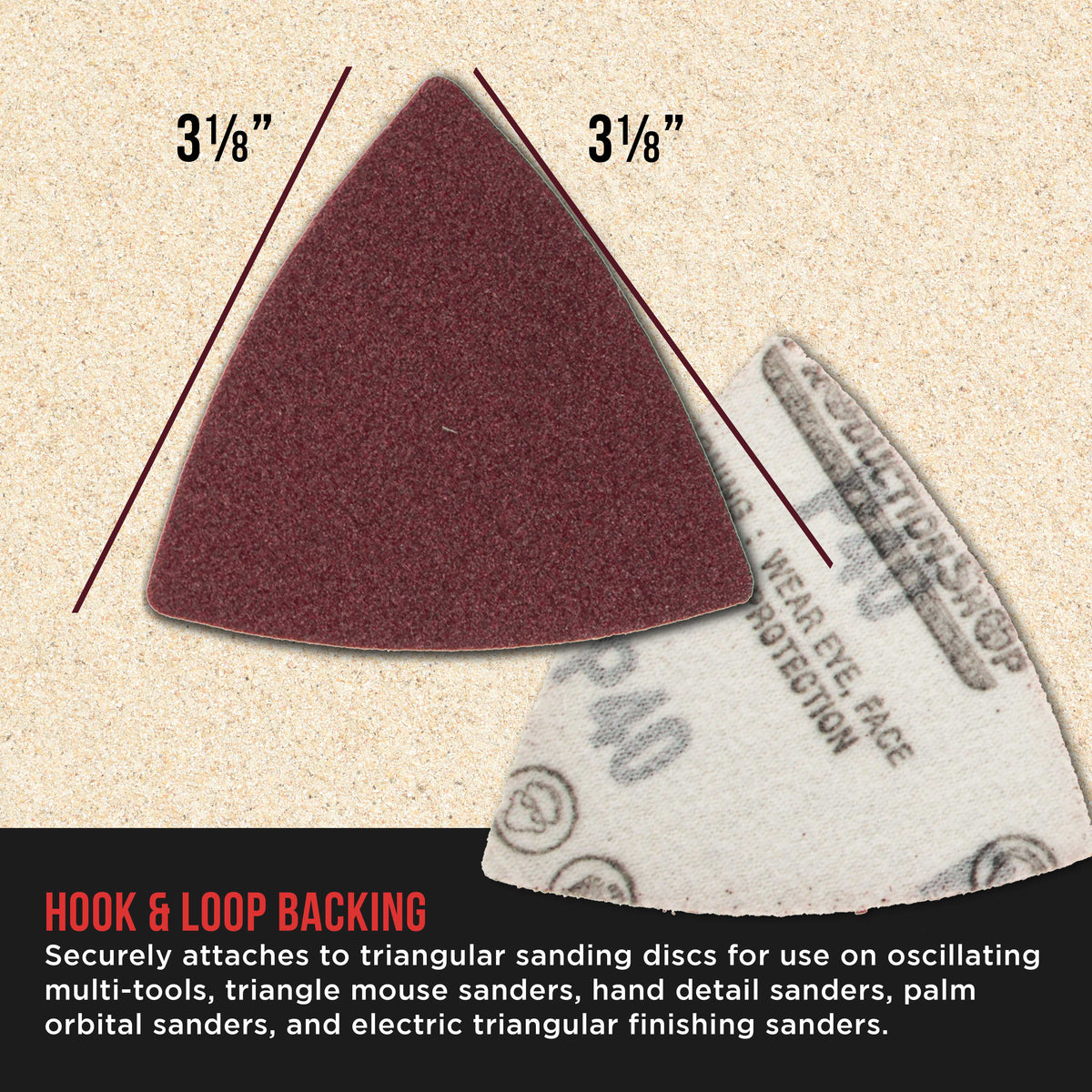 Premium 100 Grit Triangle Mouse Detail Sander Sandpaper Sheets, Box of 45 - Hook & Loop, Triangular Shaped Mouse Disc Pads - Oscillating Multi-Tools