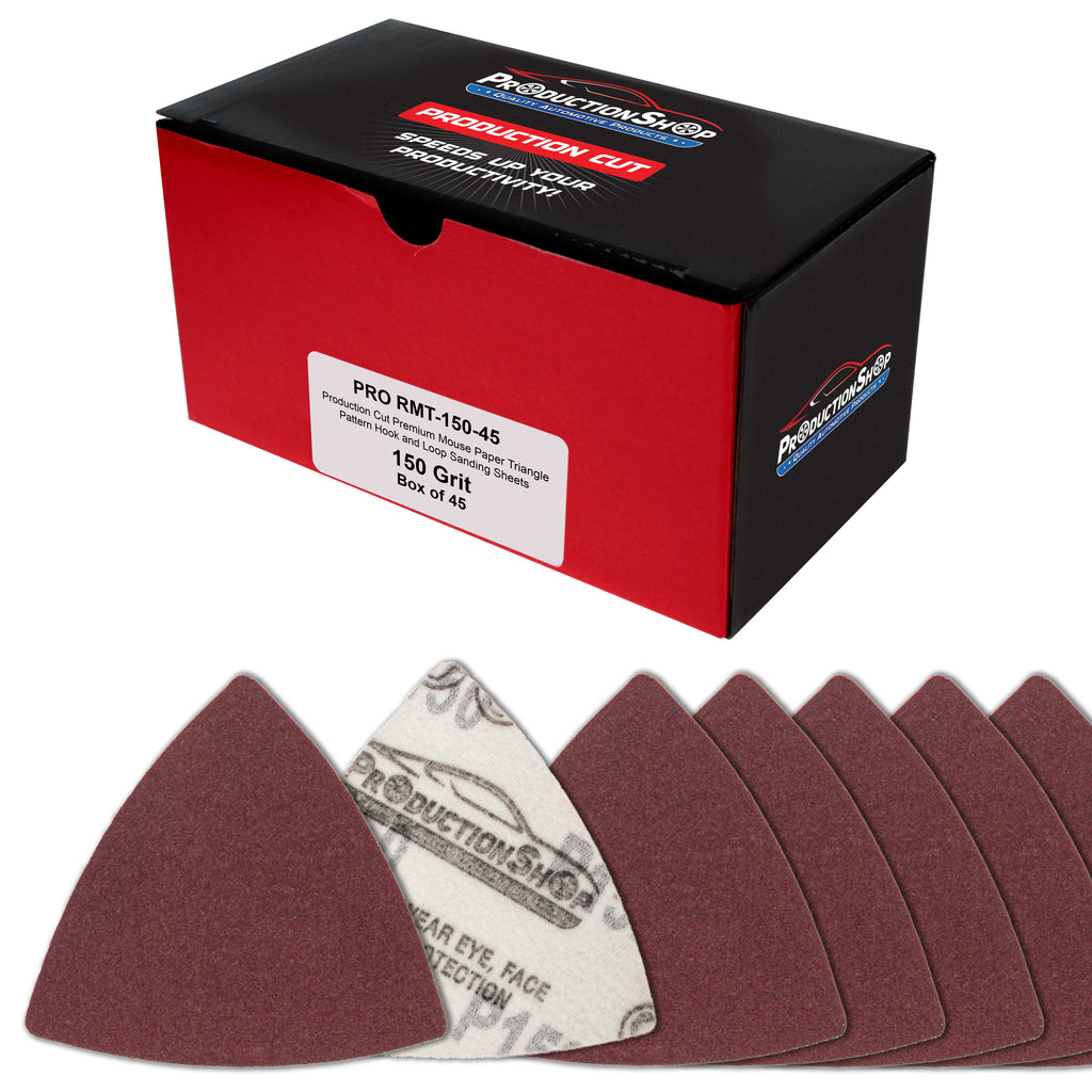 Premium 150 Grit Triangle Mouse Detail Sander Sandpaper Sheets, Box of 45 - Hook & Loop, Triangular Shaped Mouse Disc Pads - Oscillating Multi-Tools