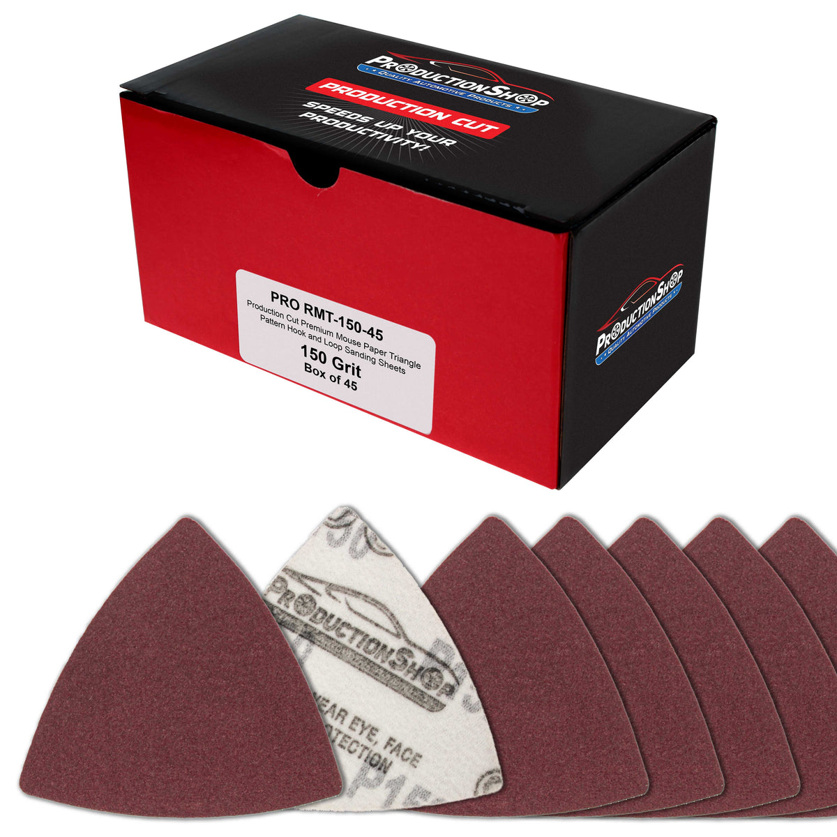 Premium 150 Grit Triangle Mouse Detail Sander Sandpaper Sheets, Box of 45 - Hook & Loop, Triangular Shaped Mouse Disc Pads - Oscillating Multi-Tools