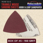Premium 150 Grit Triangle Mouse Detail Sander Sandpaper Sheets, Box of 45 - Hook & Loop, Triangular Shaped Mouse Disc Pads - Oscillating Multi-Tools